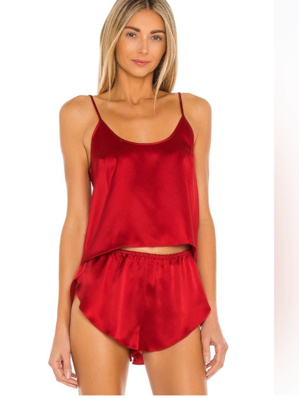 Revolve silk red pajama set